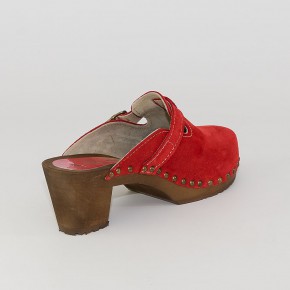 Holzclogs "City-Heels-Clogs" rot Velours